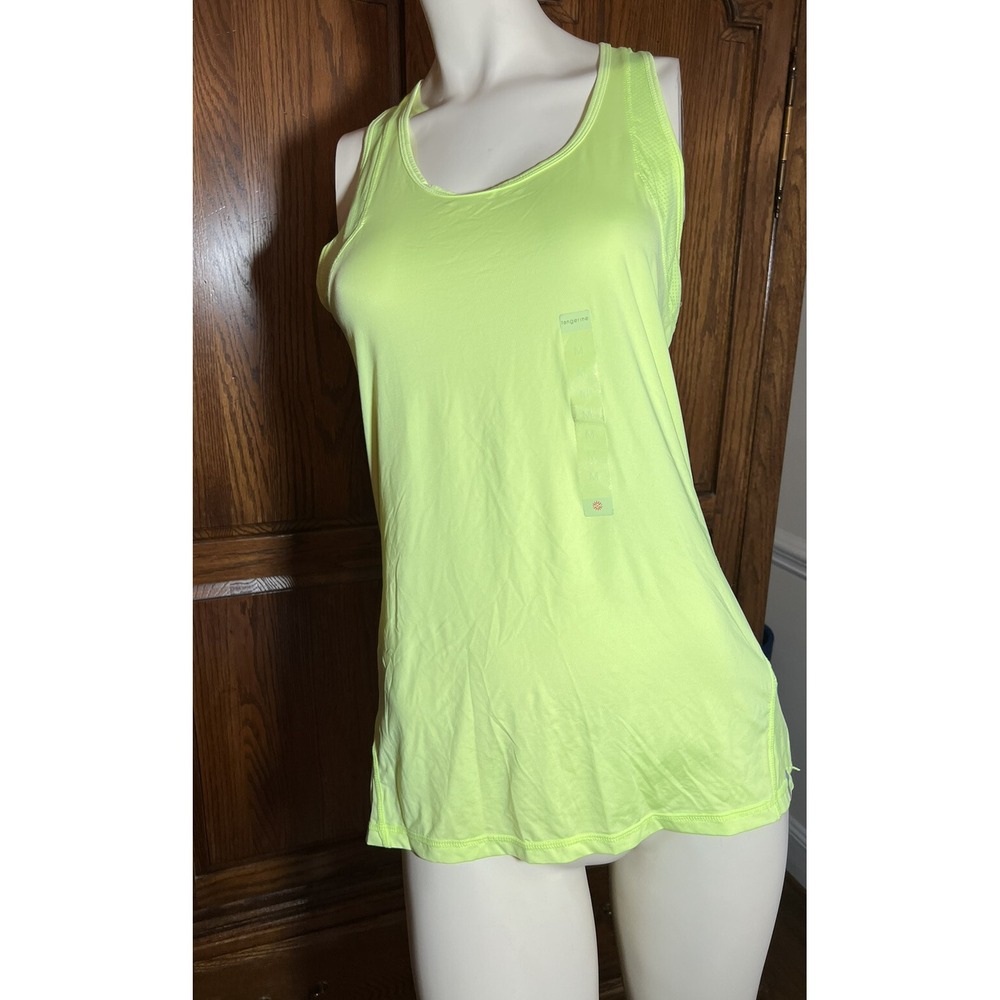 Tangerine Racerback Tank Top Yellow Green M Shirt Stretch Sleeveless Long